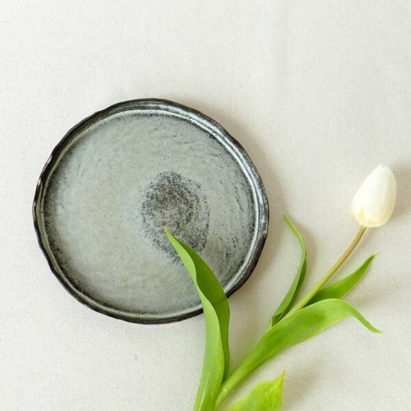 Hand-Built Organic Edge Plate – Wabi-Sabi Stoneware Side Plate
