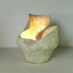 handmade sculptural raw ceramic lamp white textured Stoneware berlin