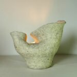 handmade sculptural raw ceramic lamp white textured Stoneware berlin