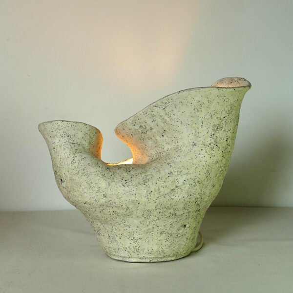 handmade sculptural raw ceramic lamp white textured Stoneware berlin
