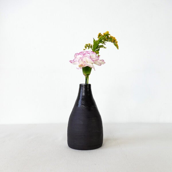 minimalist single stem bud black vase stoneware handmade berlin