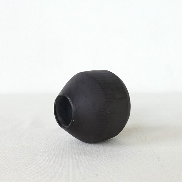 (small) Squat Bud Vase – Raw black Stoneware