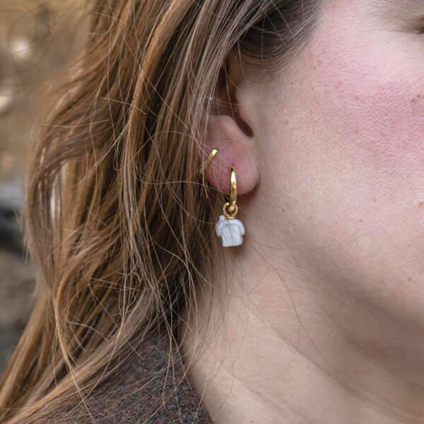 Architectural Porcelain House Earrings – Gold-Plated Hoop Drops