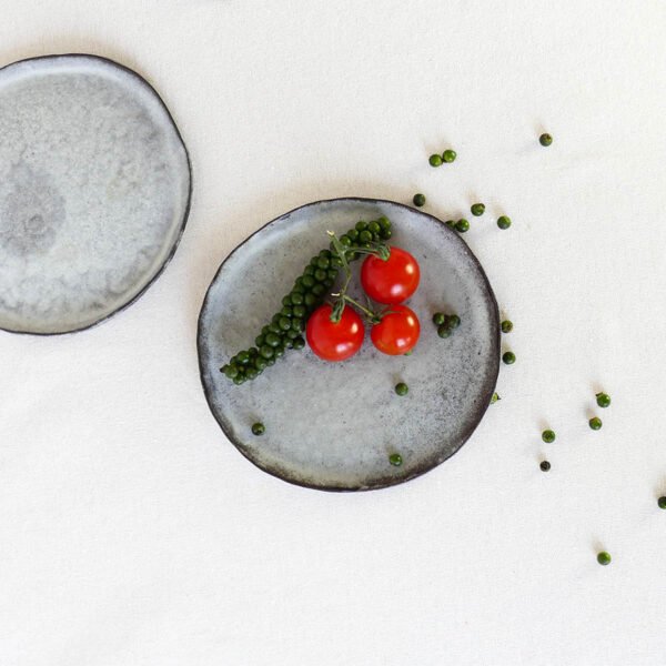 Hand-Built Black Clay Side Plate – Wabi-Sabi Organic Dessert Dish