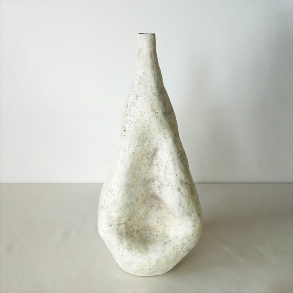 (large) Sculptural White Stoneware Vase – Organic “Monolith” Vessel