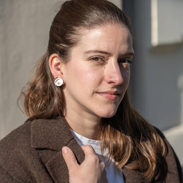 Wabi-Sabi Porcelain & Pearl Studs – Cracked Edge Concave Earrings