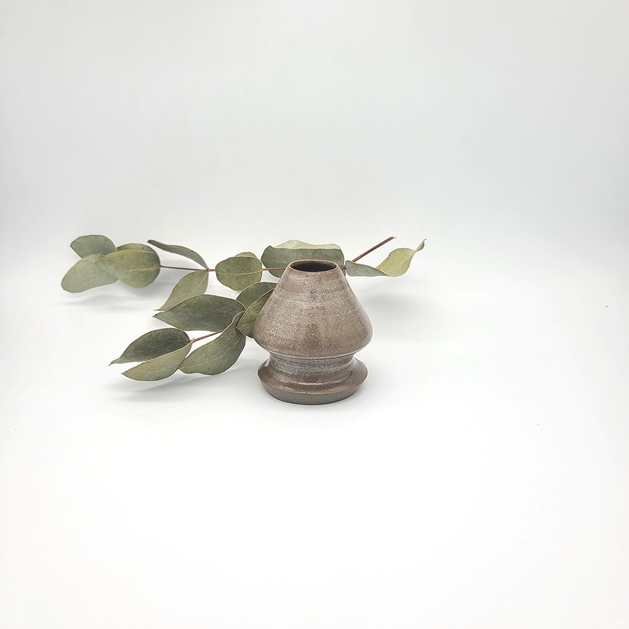 Handcrafted grey stoneware matcha whisk holder