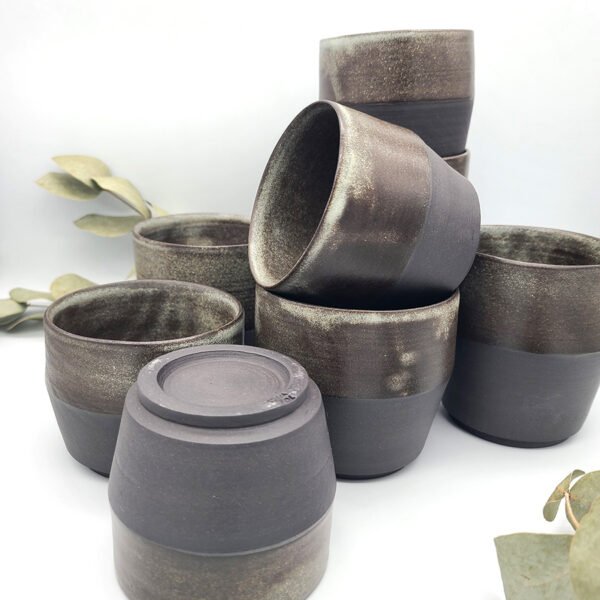 (Luna) Crescents Dark Stoneware Cups