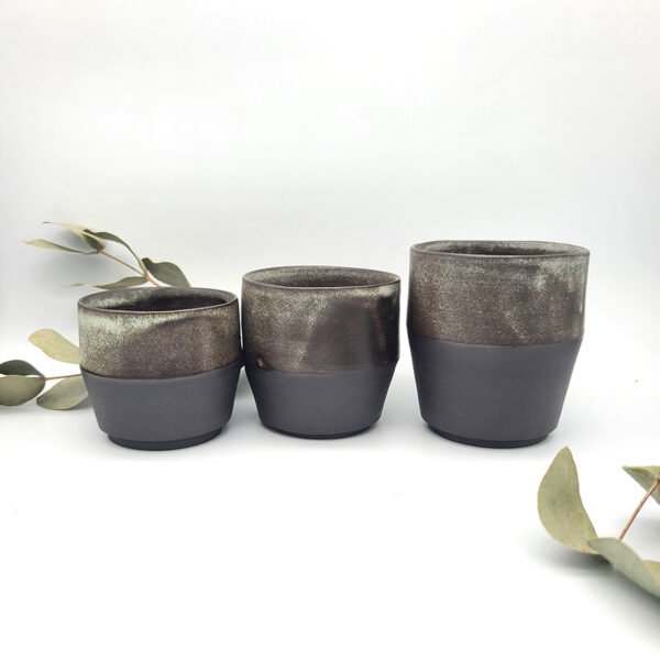 (Luna) Crescents Dark Stoneware Cups