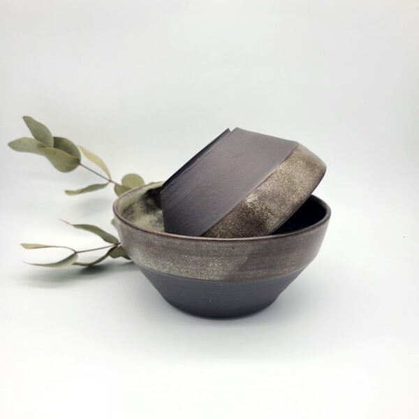 (Luna) Handcrafted Dark Clay Nesting Bowls